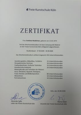 Freie Kunstschule Köln, Jahr 2026