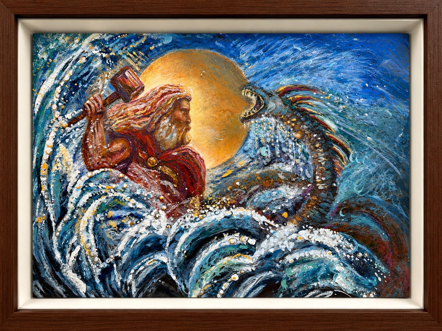 Gemäldeserie „Germanische Mythen“. Thor. Der Kampf mit Jörmungandr